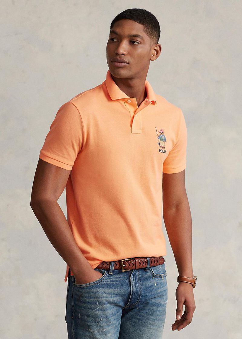 Poleras Polo Polo Ralph Lauren Hombre Custom Slim Fit Bear Chile Naranjas TAYNM-9763